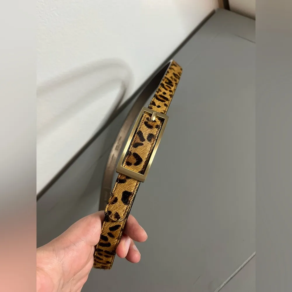 Banana Republic Madmen Cheetah Print Dyed Real Animal Fur Leather Vintage Belt S - Image 3