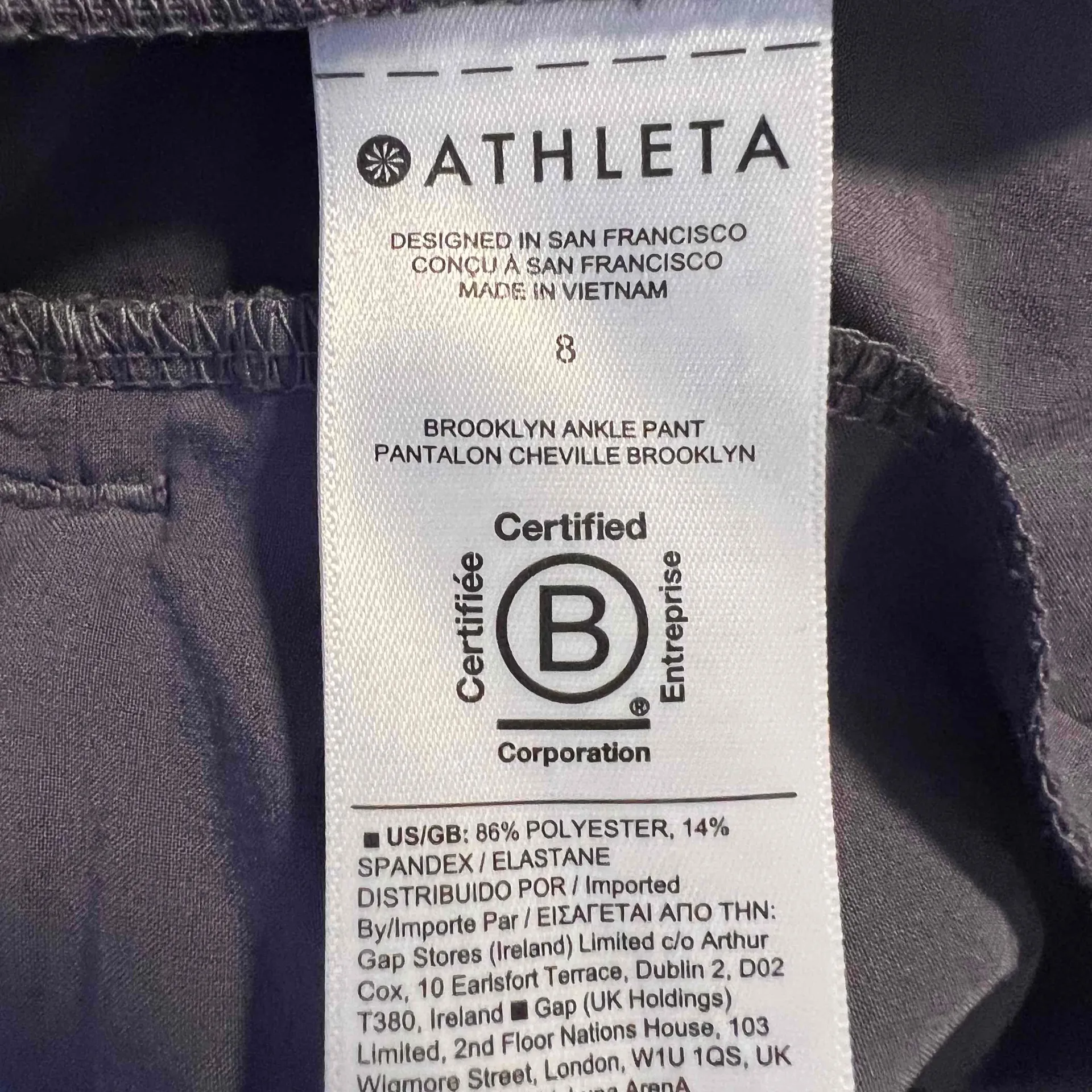 Athleta Purple Brooklyn‎ Ankle Pants Elastic Waistband Travel Casual Size 8 - Image 6