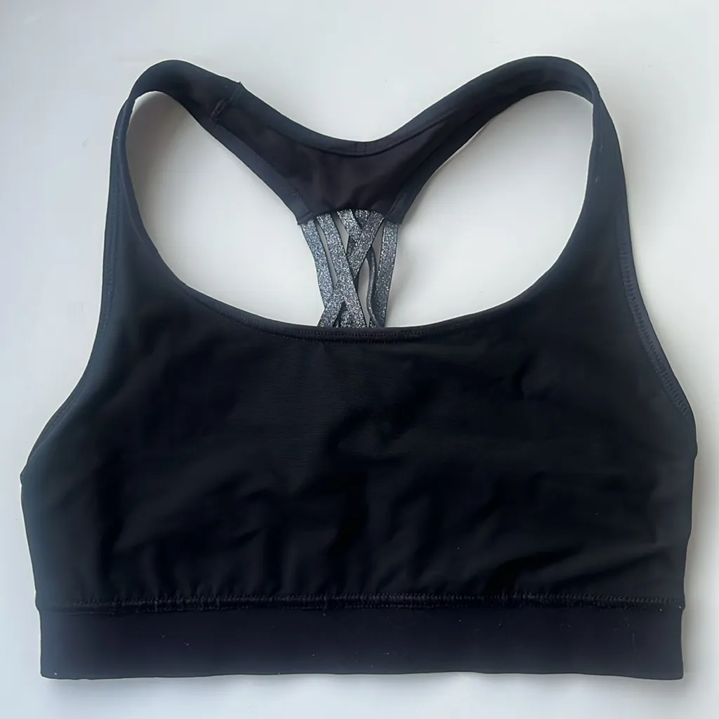 Victoria's Secret Sport The Player Racerback Sports Bra Black Silver Women's XS - Image 6