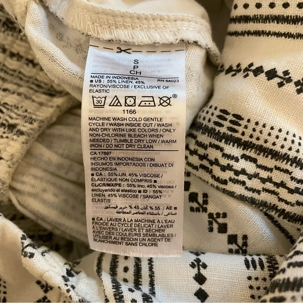 Old Navy Linen-Blend Geometric-Stripe Cami Jumpsuit, White/Black, Size S, EUC - Image 8