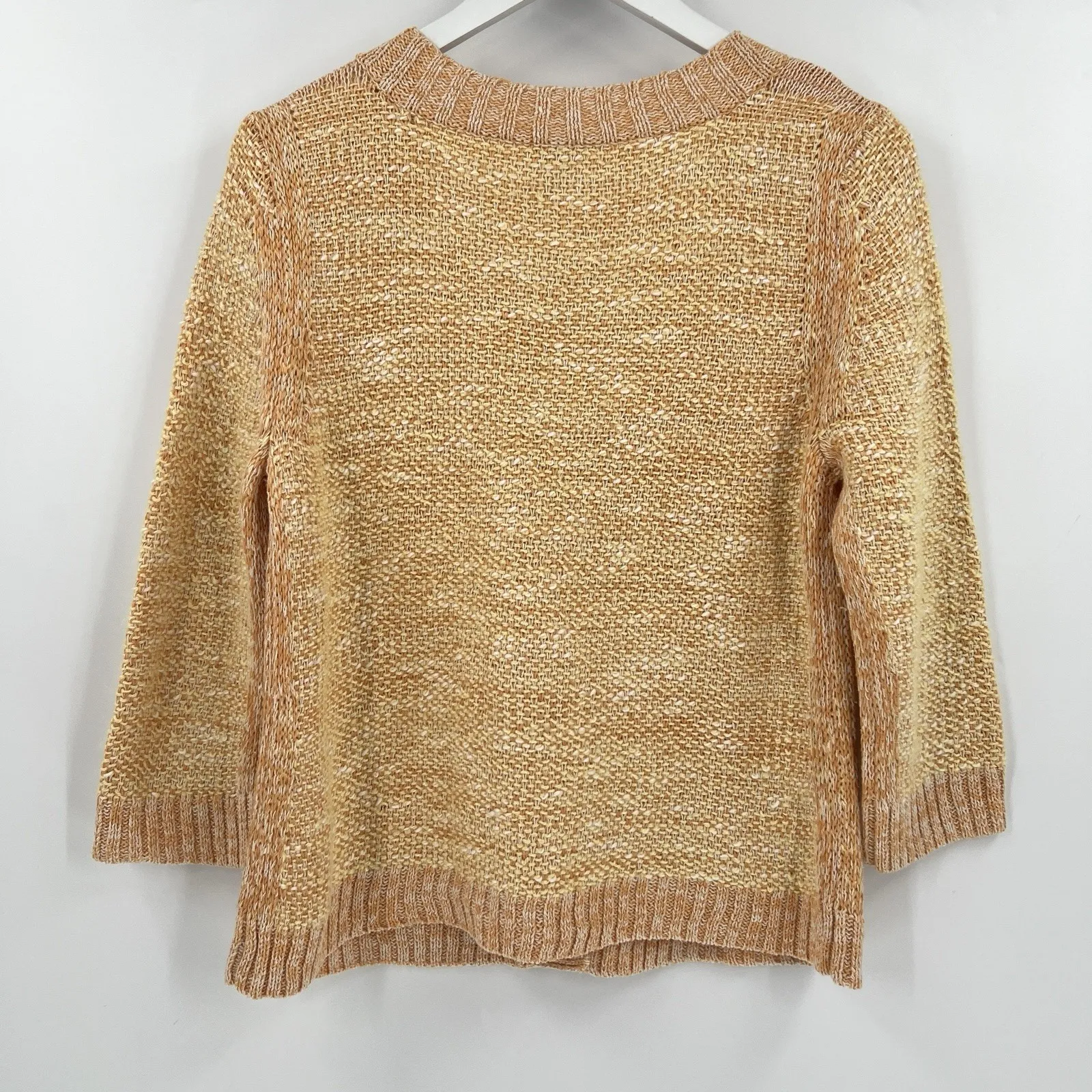 J. Jill Linen Silk Blend Knit Cardigan Sweater Orange 3/4 Sleeve Size Medium - Image 5