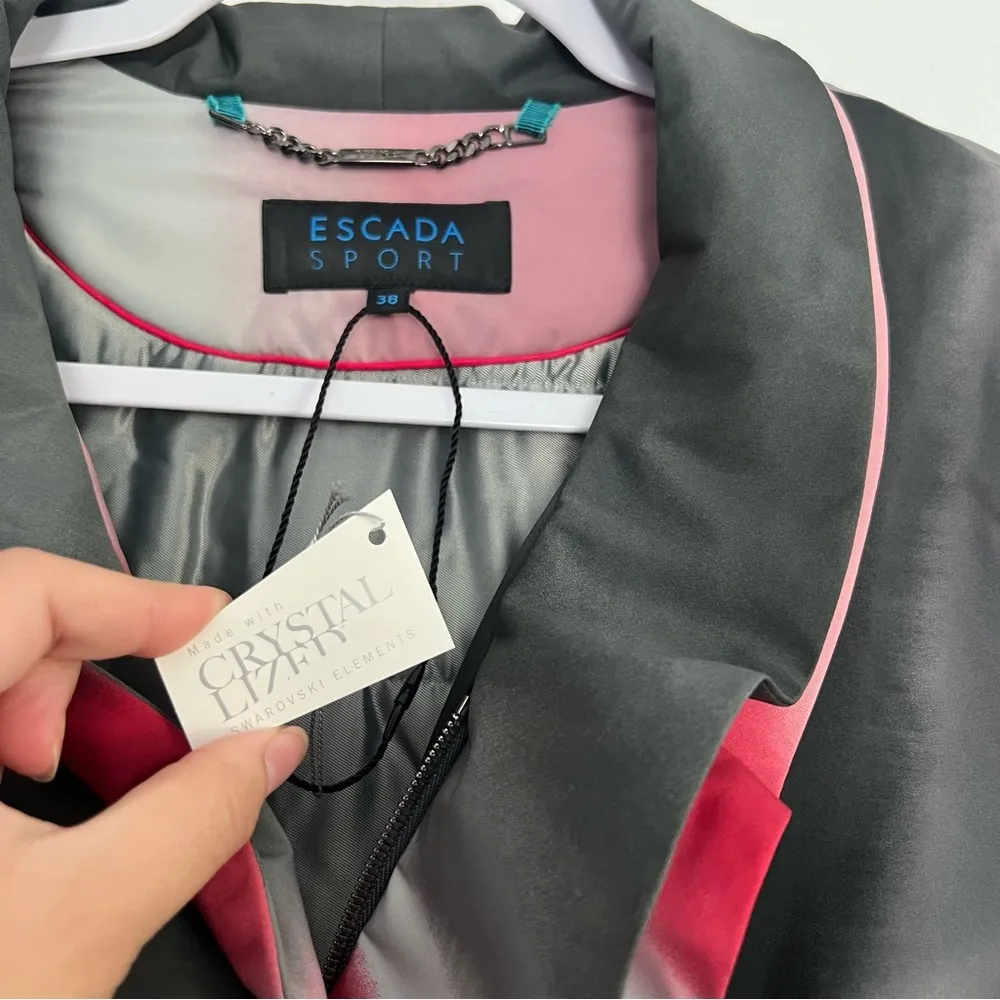 NEW Escada Sport Pink Grey Ruffles Puffer Trench Coat Jacket 38 8 Size undefined - Image 2