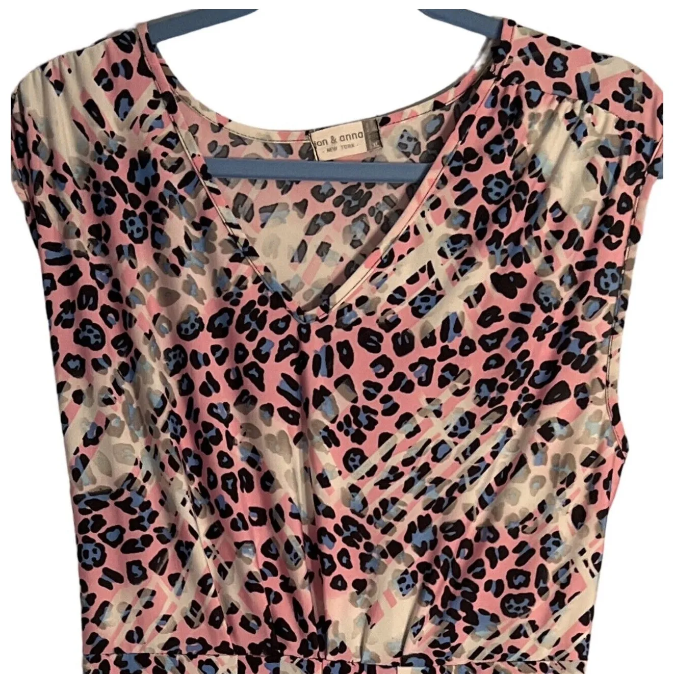 JON and ANNA Womens Dress Size XL Pink Black Animal Print Sleeveless Midi Career - Image 3
