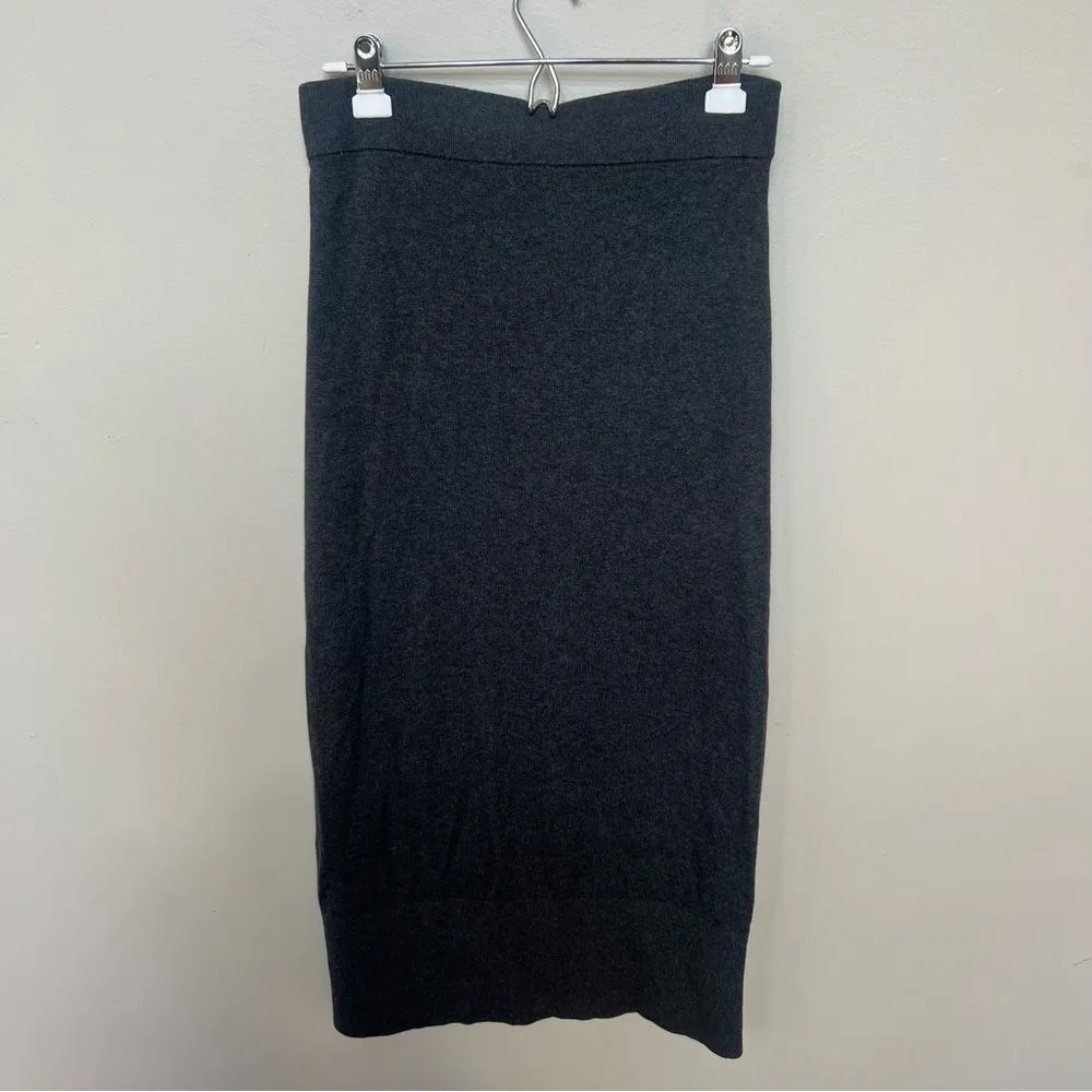 Splendid NWT Rumi Ribbed Midi Knot Skirt Charcoal Grey Side Slit Size Large - Image 11