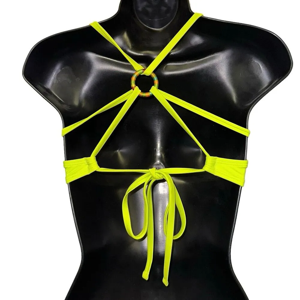 Aerie Perkier Pushup Strappy Back Bikini Top Neon - Image 4