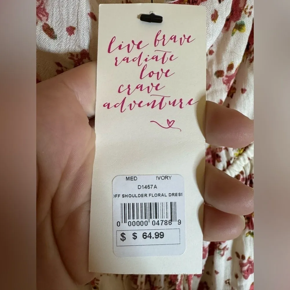 NWT American Threads Off Shoulder Floral Dress, M Size M - Image 4