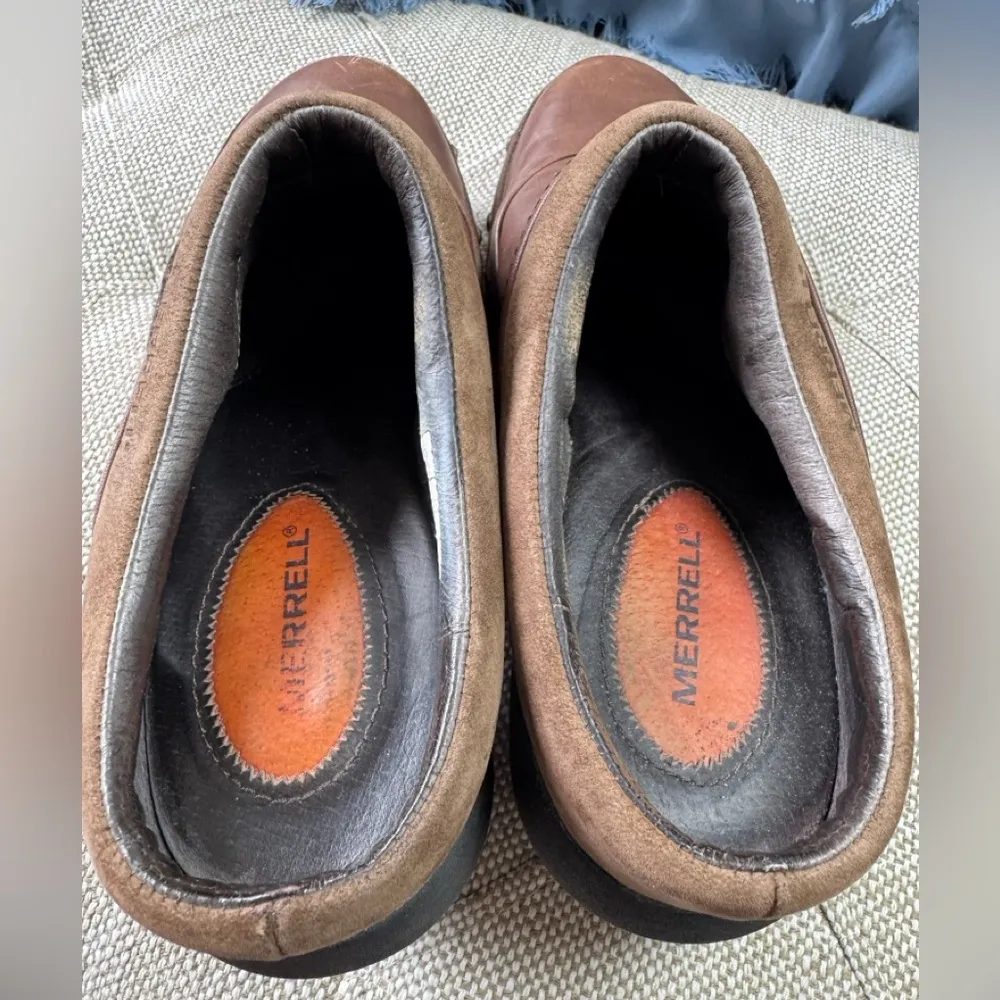 Merrell Studded Wedge Mules Womens Size 6 Brown Leather Slip On J56090 Coffee - Image 3