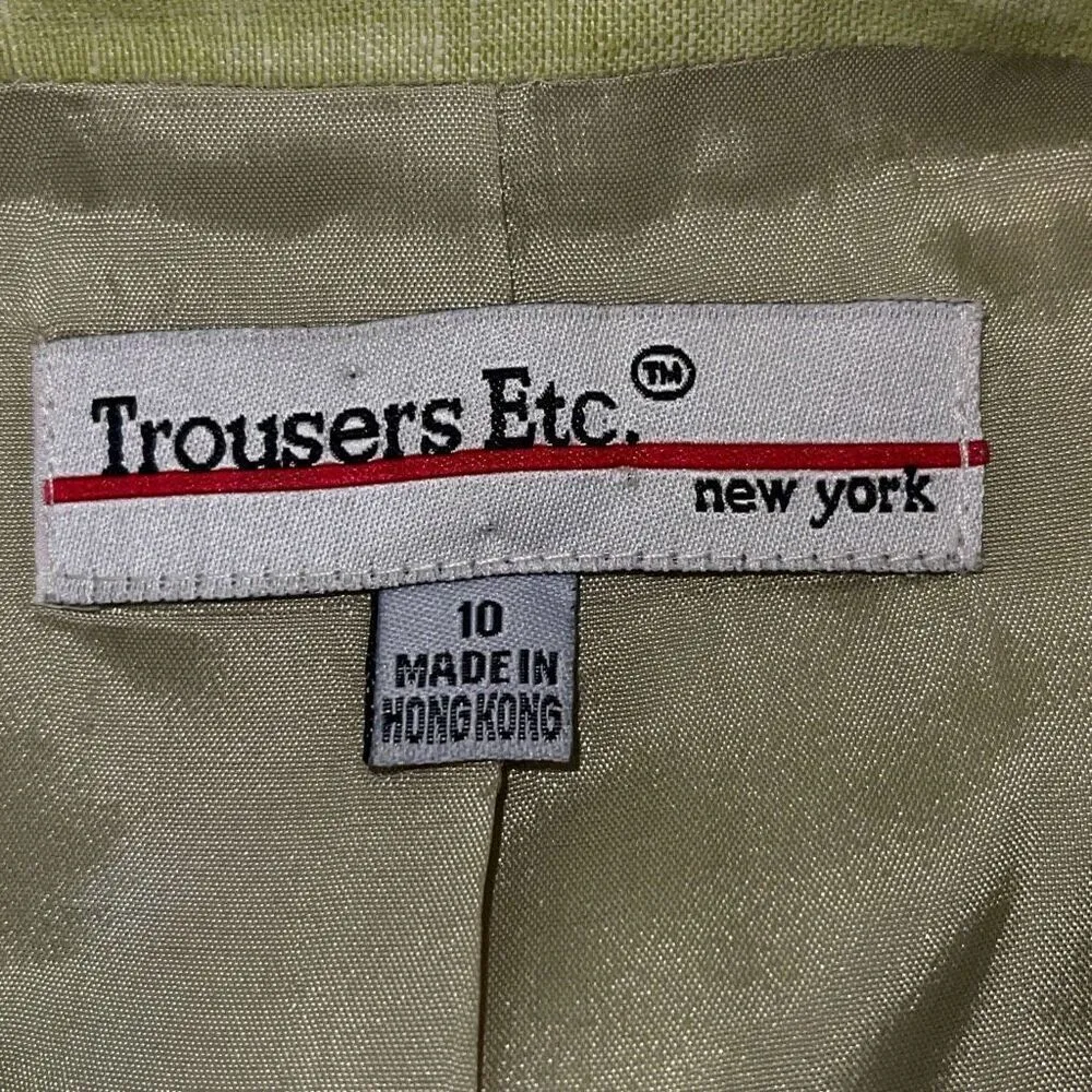 Trousers Etc.‎ Womens Linen Blend Button Front Notch Blazer Size 10 Green - Image 6