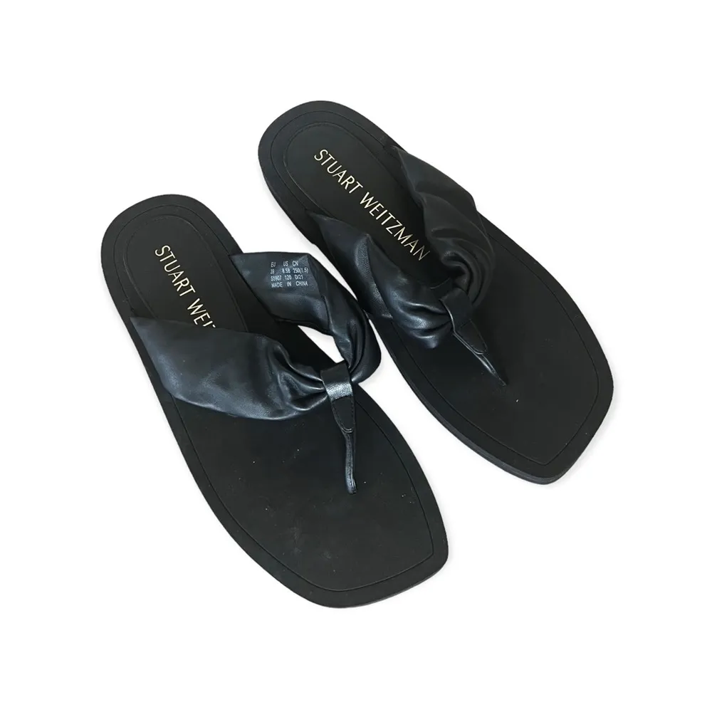 NEW Stuart Weitzman Leather Flip Flops in Black, Size US 8.5/ EU 39 - Image 12