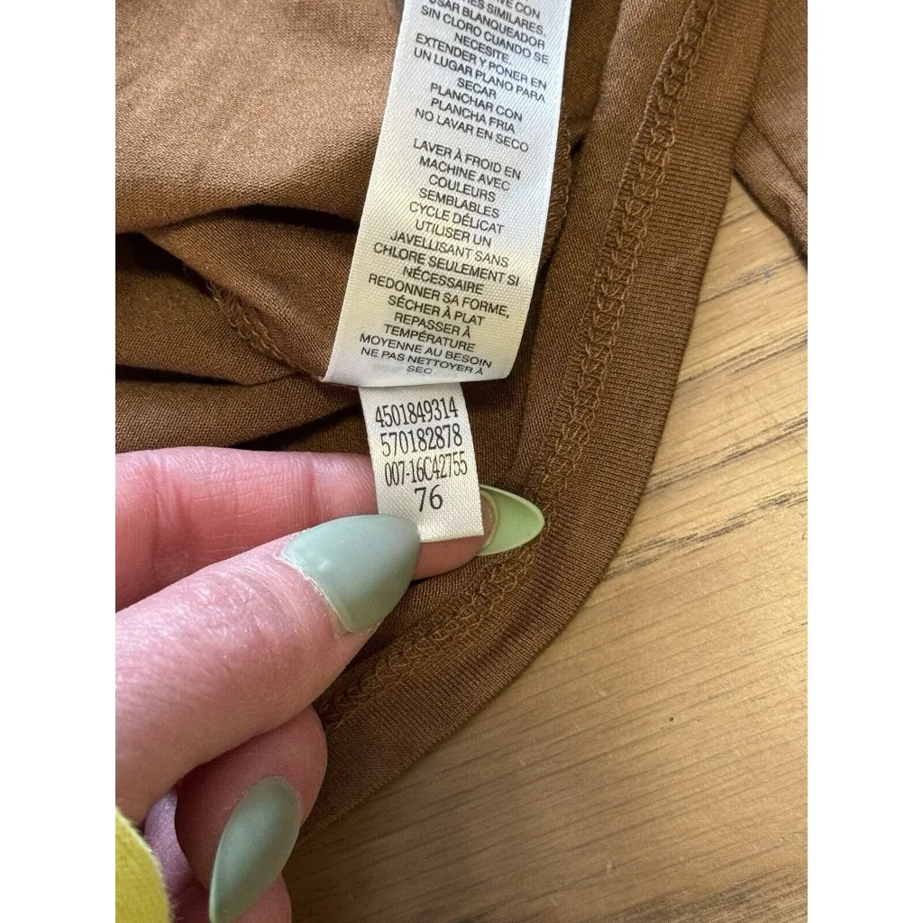 By Chico's Size 1 Long Sleeve Brown‎ Rayon/Spandex Stretch Shirt Loungewear City - Image 10