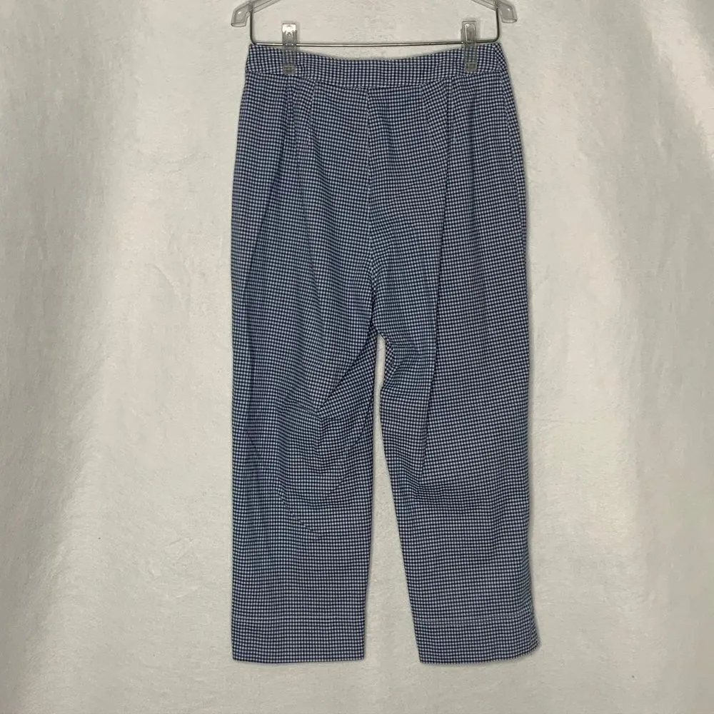 Vintage Liz Claiborne Blue Gingham Crop Pants 7PE - Image 4