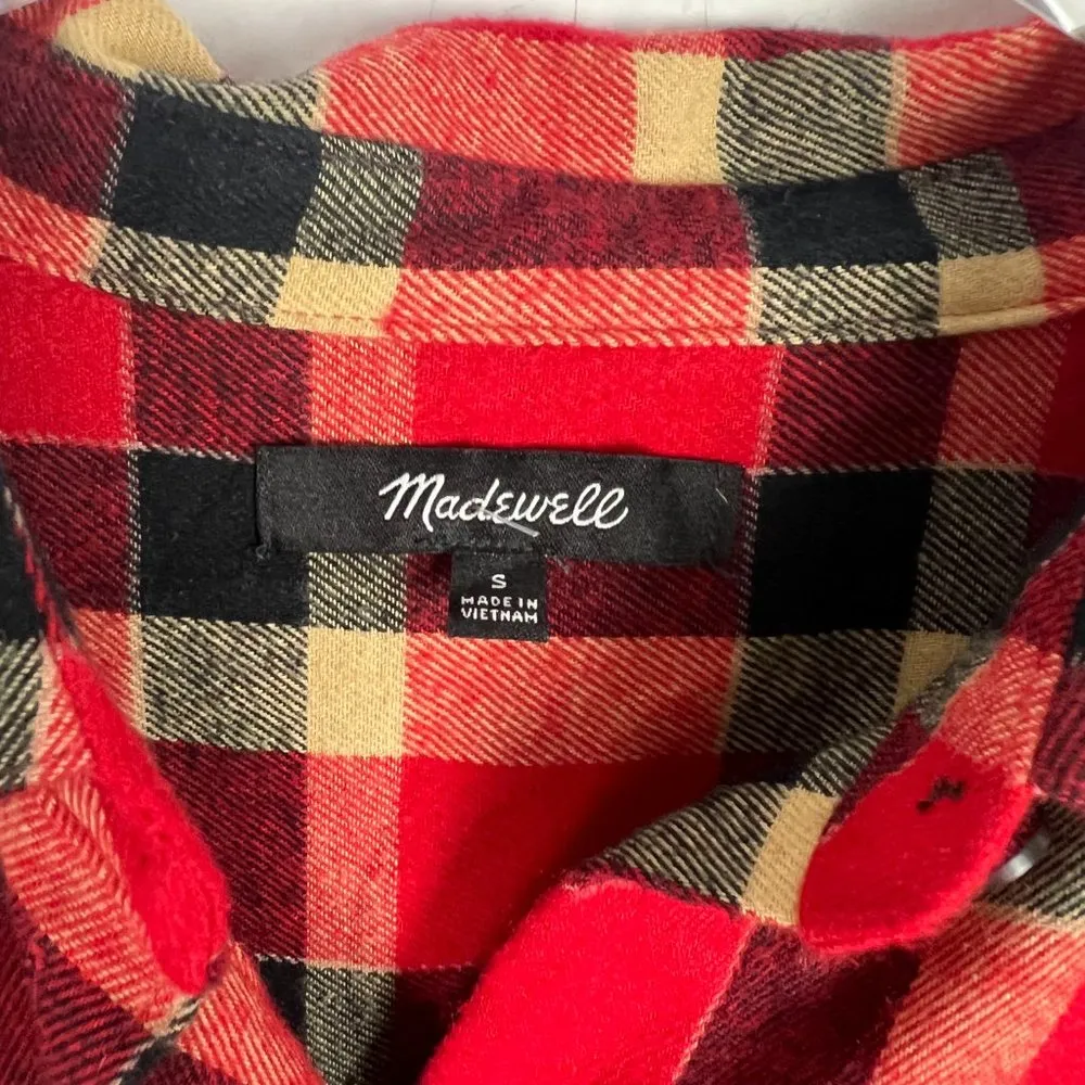 Madewell Flannel Westlake Shirt in Newfield Plaid Red Size Small S EUC I2375 - Image 6