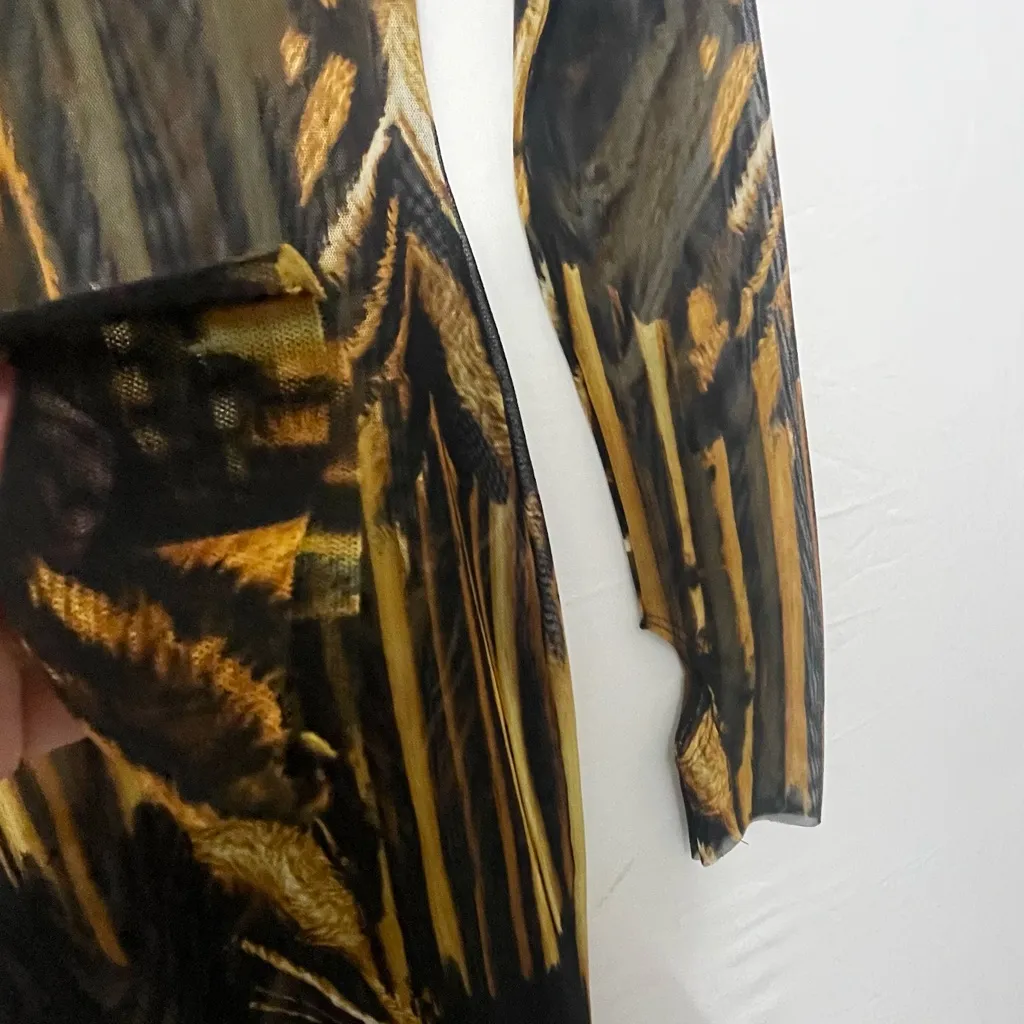 Chérie LosAngelesMesh Abstract Print Turtleneck Midi Dress New no tag 🏷️ (A159)? Brown - Image 8