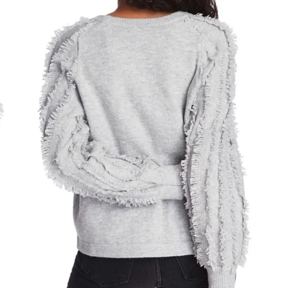 1. State grey fringe sweater size small - Image 2