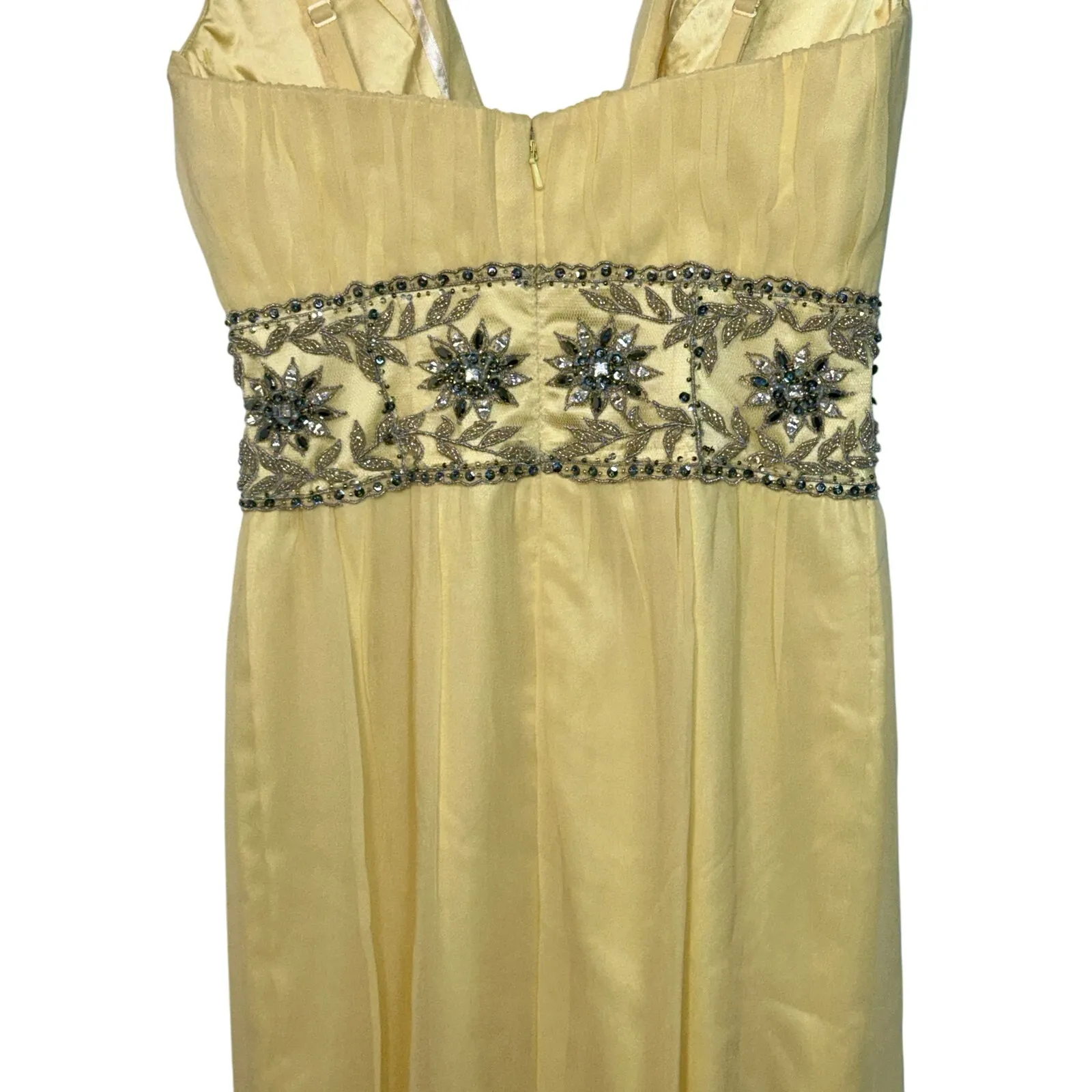NWT Mandalay Yellow Silk Beaded Embellished Midi Gown Evening Formal Dress Sz 6 - Image 7
