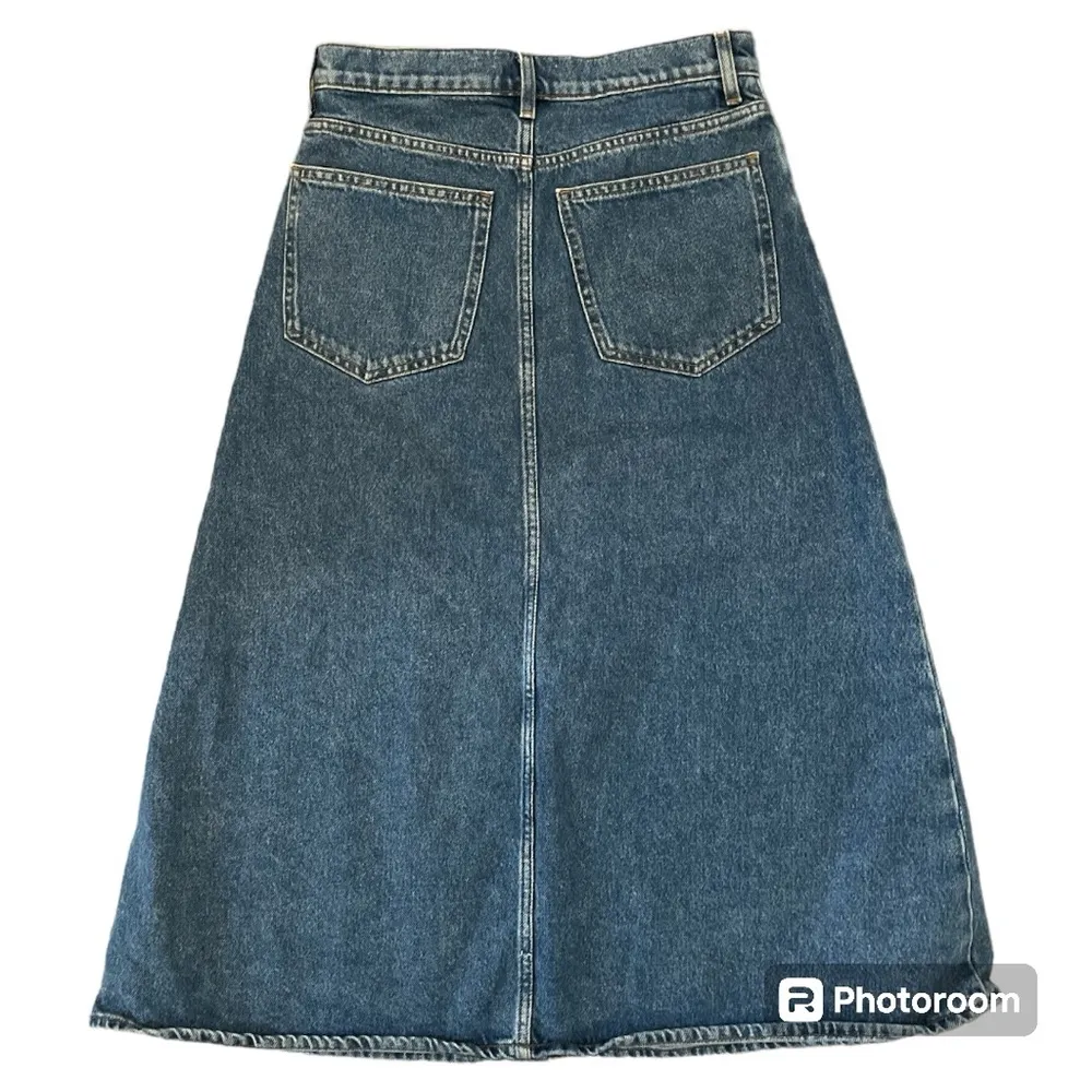 COS Denim A Line Midi Skirt With Front Slit Size 2 - Image 3