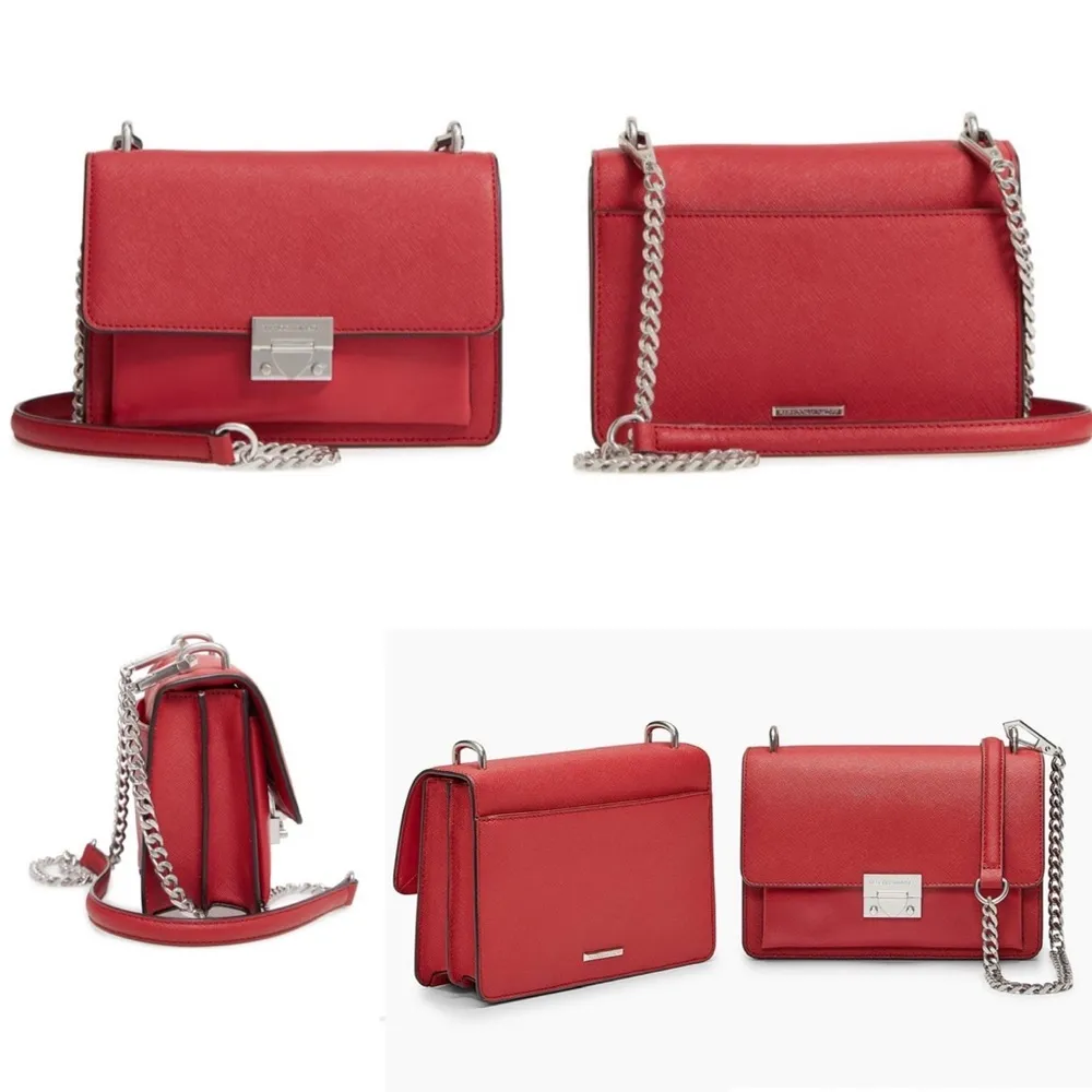 Rebecca Minkoff SM CHRISTY LEATHER SHOULDER BAG - RED IN SCARLET new w/ tag - Image 3