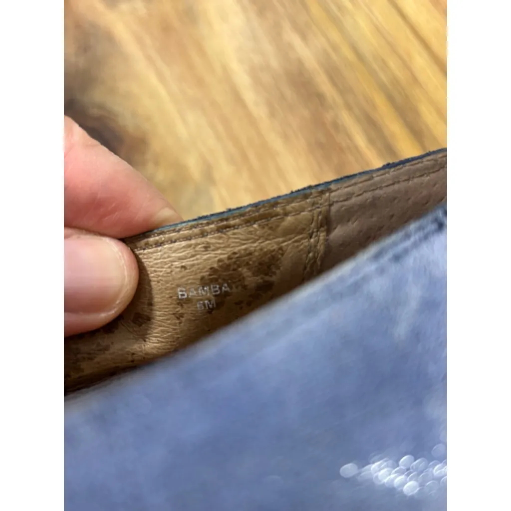 Women's Donald Pliner Blue Silver Shimmer Suede Flats Size 8 - Image 10