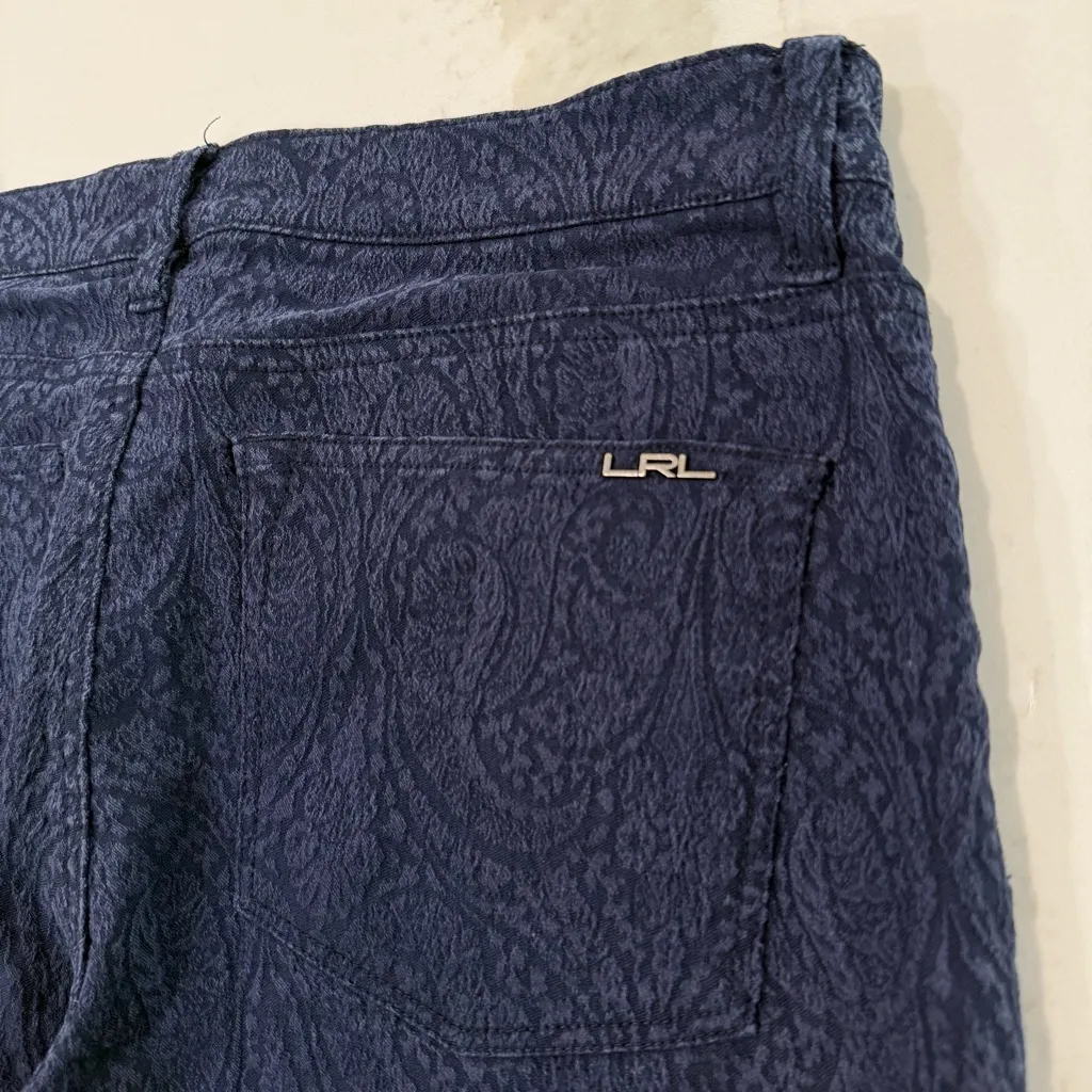 Lauren Ralph Lauren Modern Skinny Ankle Floral Paisley Denim Jeans Womens 6 Blue - Image 7