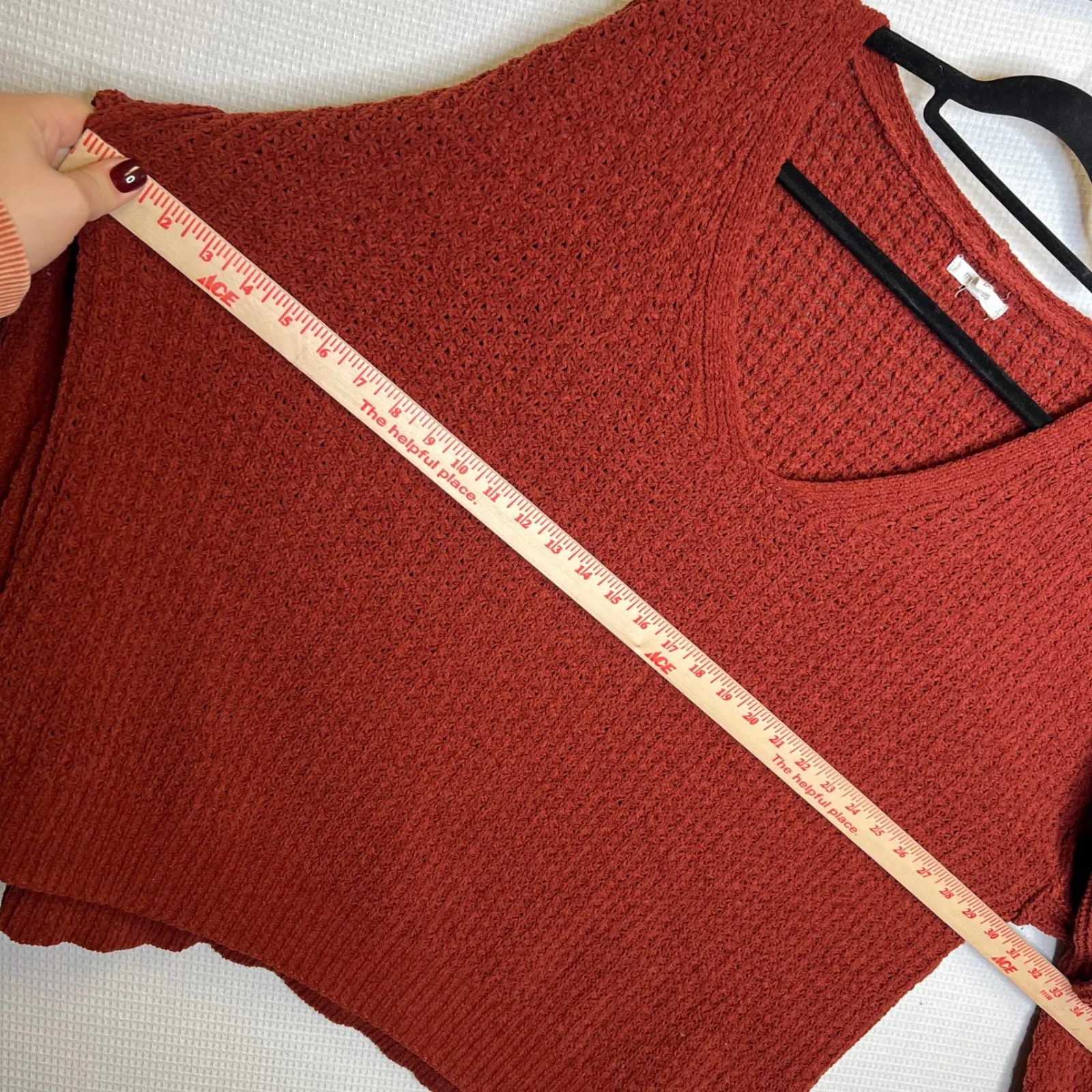 Maurices V Neck Textured Knit Sweater Rust Orange Plus Size 2X Long Sleeve - Image 8