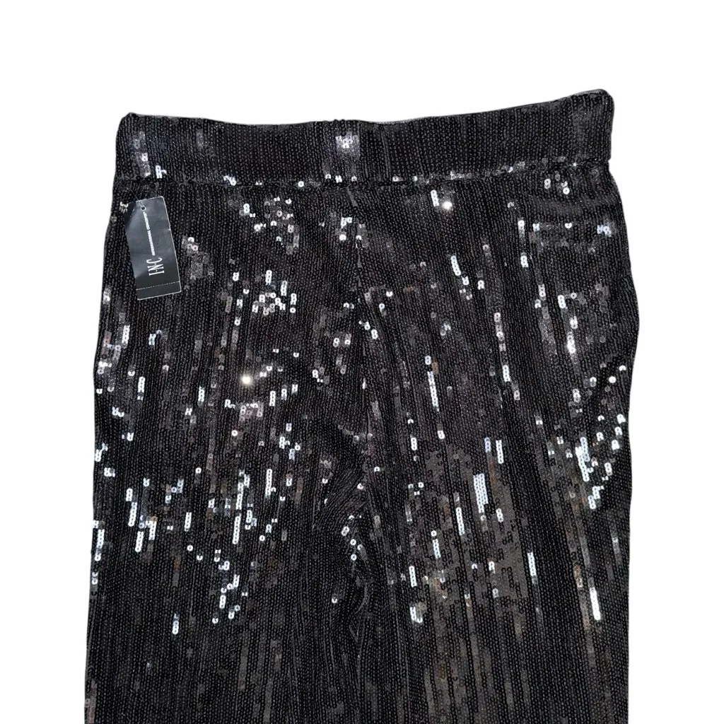 NWT INC International Concepts Sequin High Rise Straight Leg Pants Black Large - Image 5