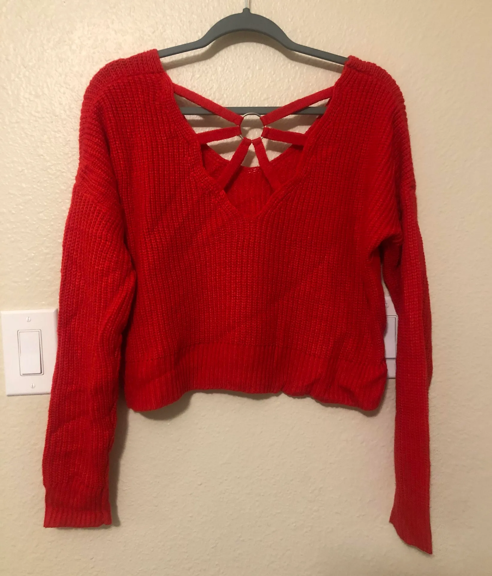 Red Cropped Sweater - Image 2