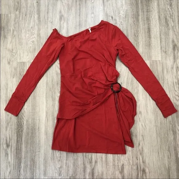 Free People Copper Frankie Mini Dress Long Sleeve Sz M - Image 2