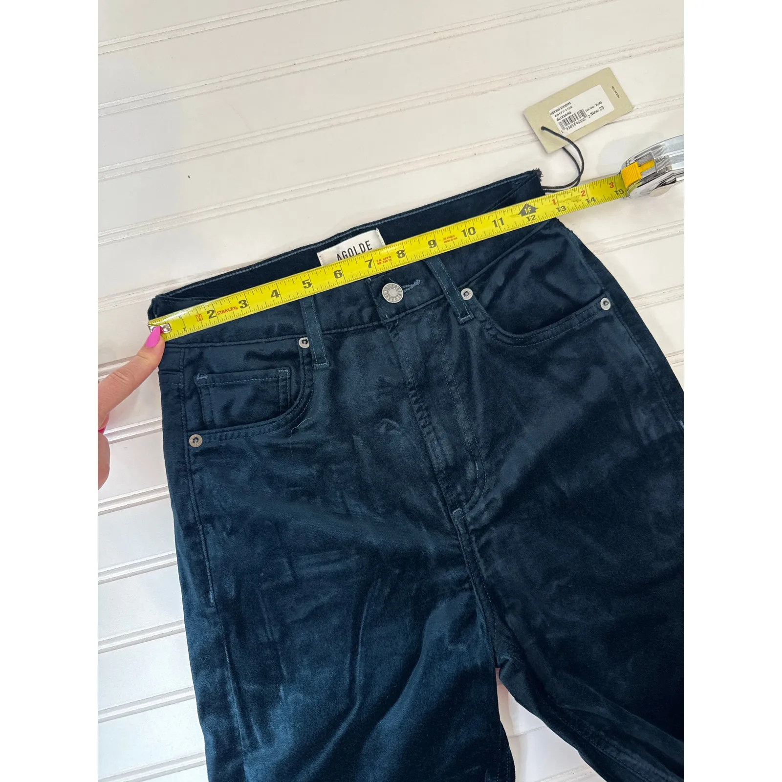 NWT AGOLDE Corduroy High Rise Stovepipe Jeans Velvet Blue Straight Leg Size 23 - Image 5