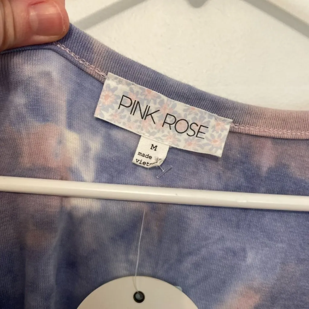 NEW NWT PINK ROSE Periwinkle Blue Mauve Pink Tie Dye Sleeveless Midi Tank Dress - Image 5