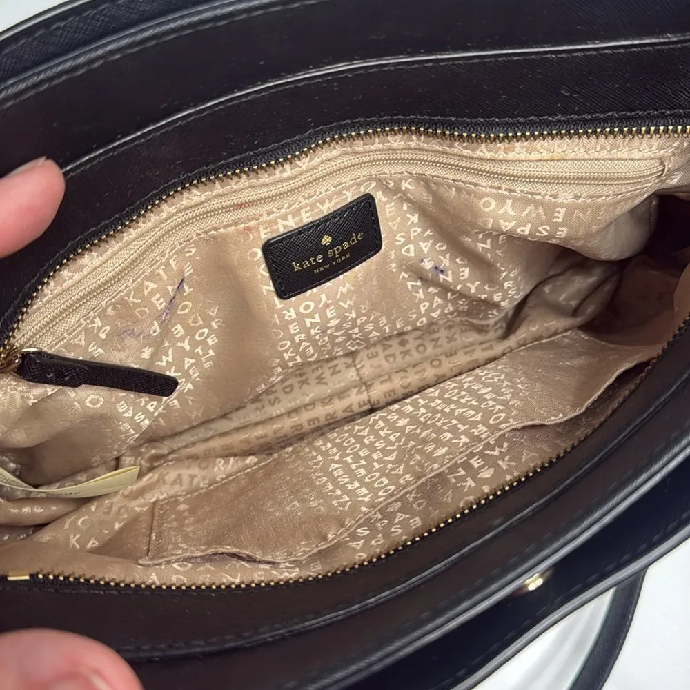 Kate Spade Reese Laurel Way Cream Black Handbag with Shoulder Strap - Image 7