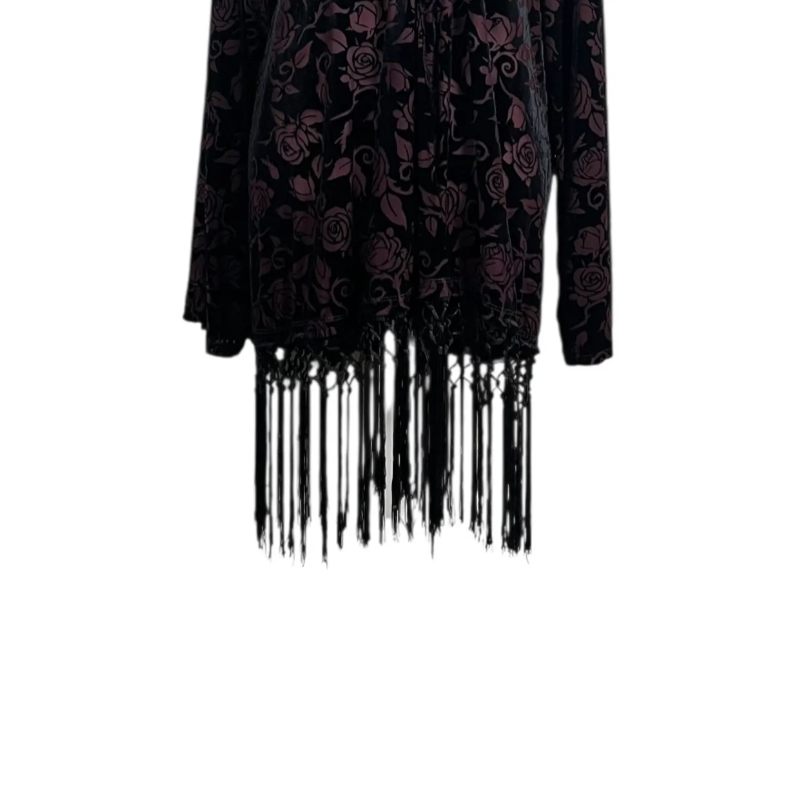 Hot Topic Cosmic Aura Duster Size XL/2X Kimono Fringe Velvet Burnout Purple Goth - Image 7