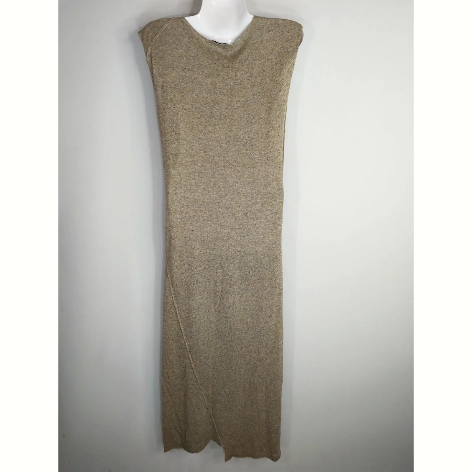 ZARA  Knit Tan Midi Sweater Maxi Dress Women's Small Minimalist‎ Modest Neutral - Image 4