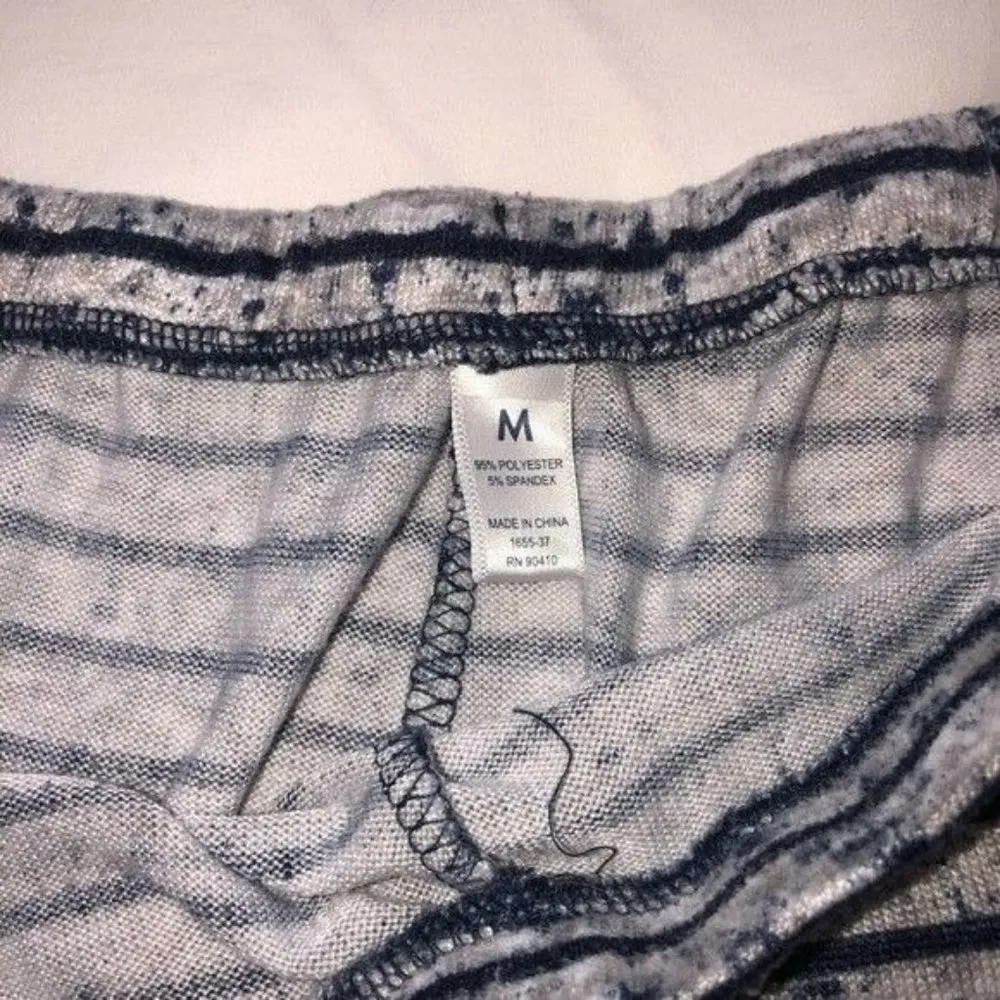 Dearfoams Pajamas Size Med Mama Gray Navy Striped Soft Knit Jogger Style Pants - Image 9