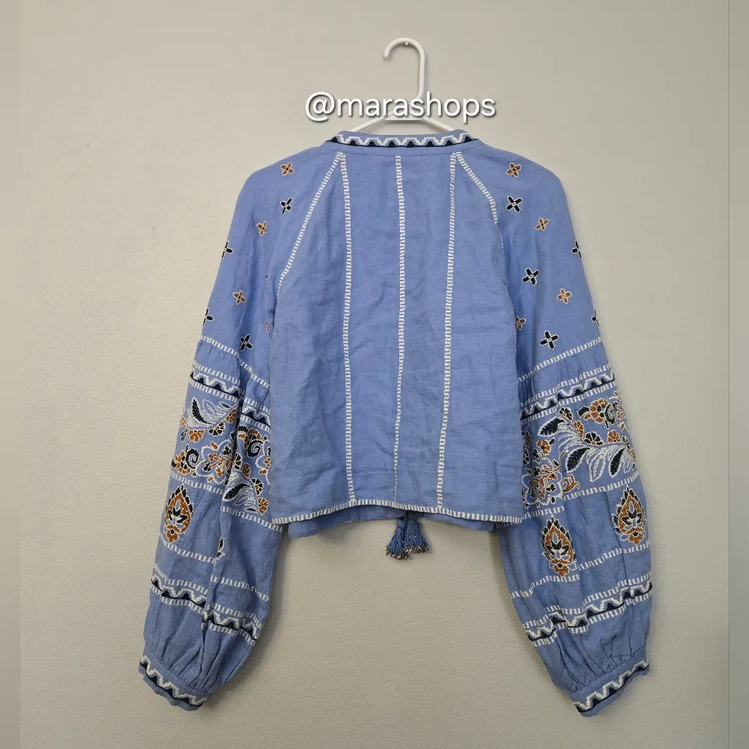 Veronica Beard  Rivoli Embroidered Tassel Tie Cropped Jacket - Image 8