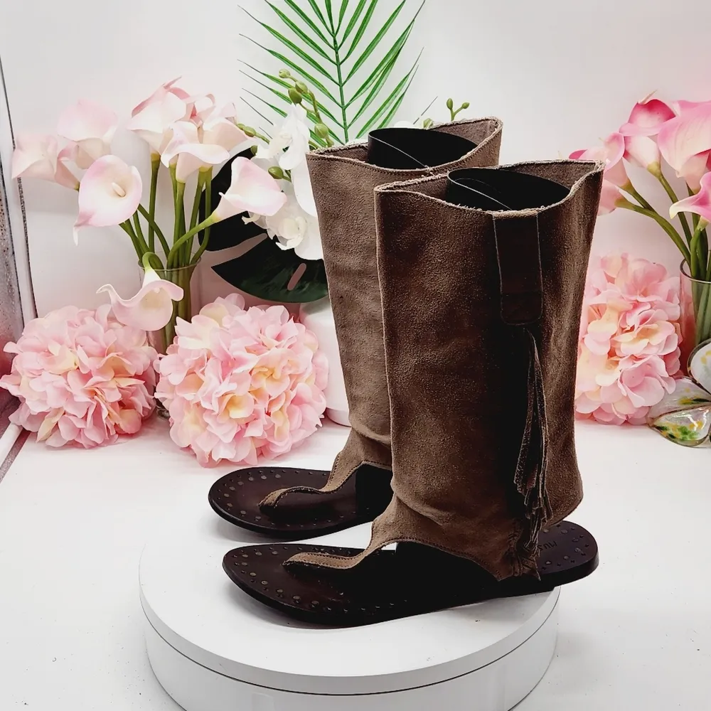 Musse And Cloud By Anthropologie Brown Suede Western Boot Sandal Sz 8 - Image 6