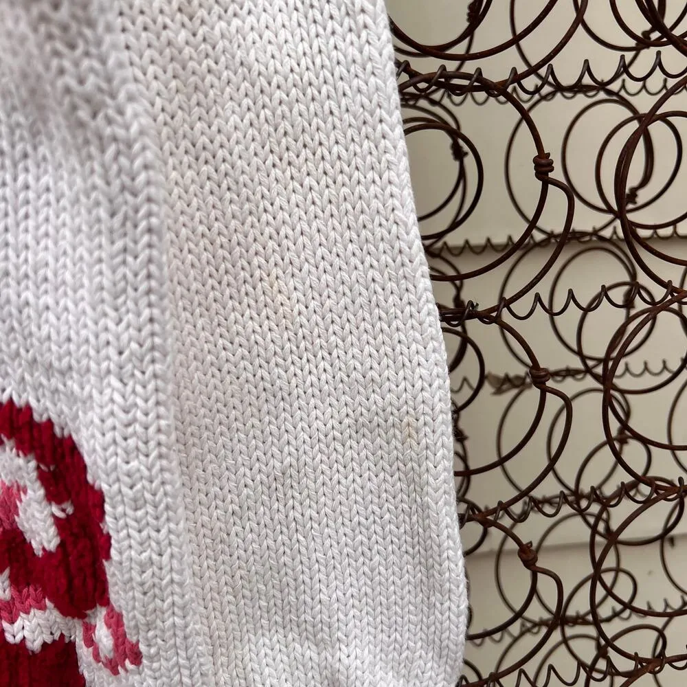 Vintage 90s Nuggets red cream floral scroll knit sweater MEDIUM - Image 5