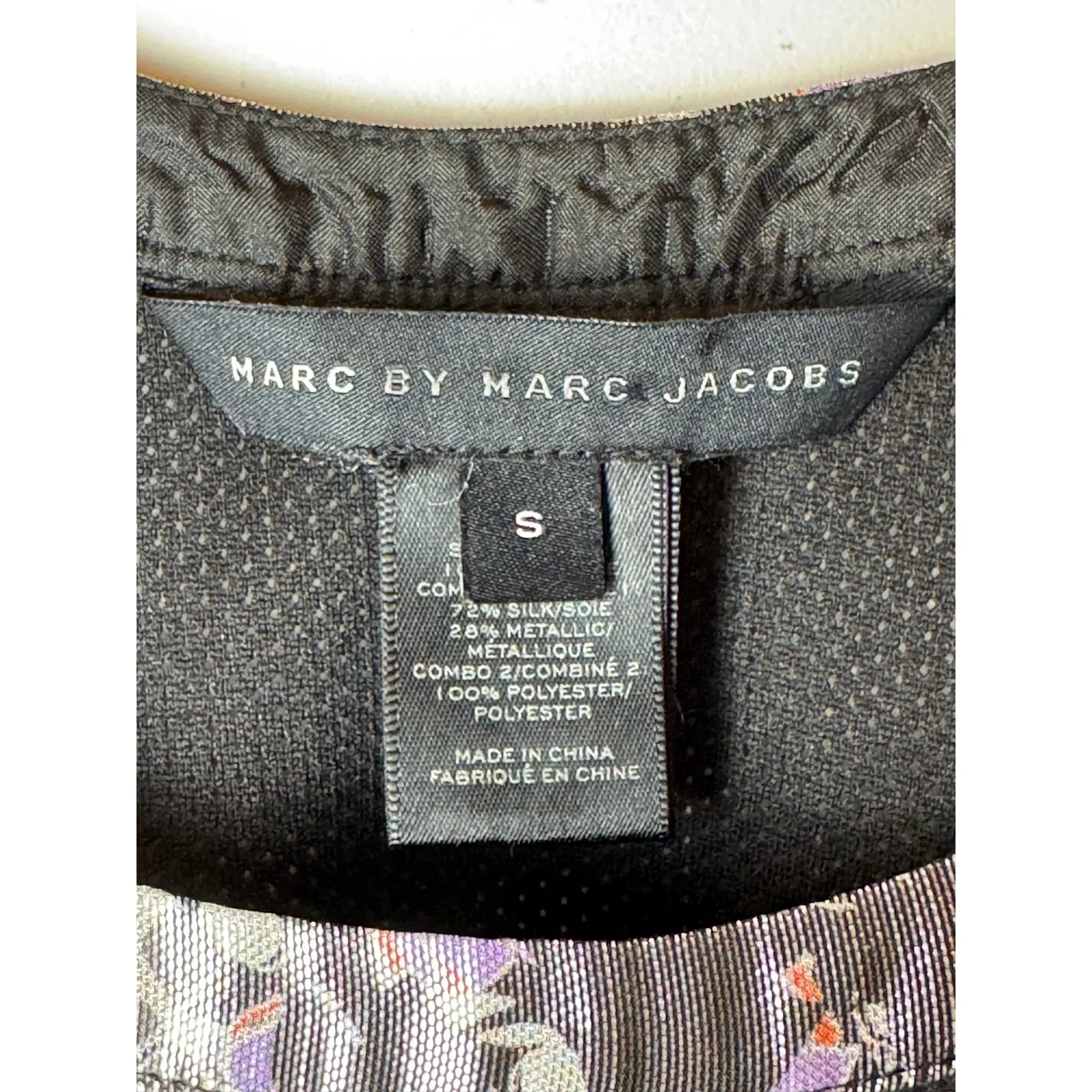 Marc by Marc Jacobs Tank Top Women Small Black Exeter Floral Silk Metallic Mesh - Image 8
