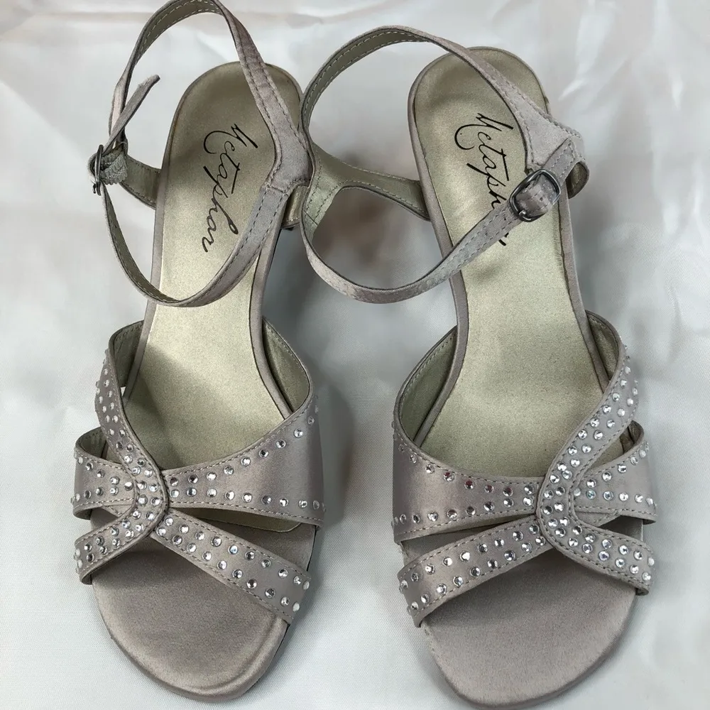 Metaphor Silver Gray Strap Sandal with Rhinestones - Image 3