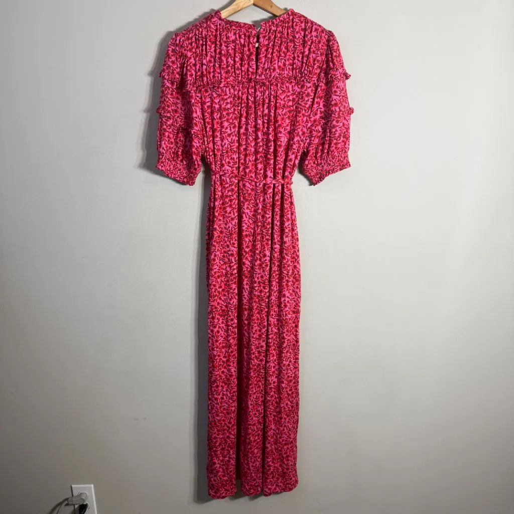 Boden Yoke Detail Floral Jersey Midi Dress Women's 10L Gin Fizz Pink Boho Chic Size undefined - Image 14