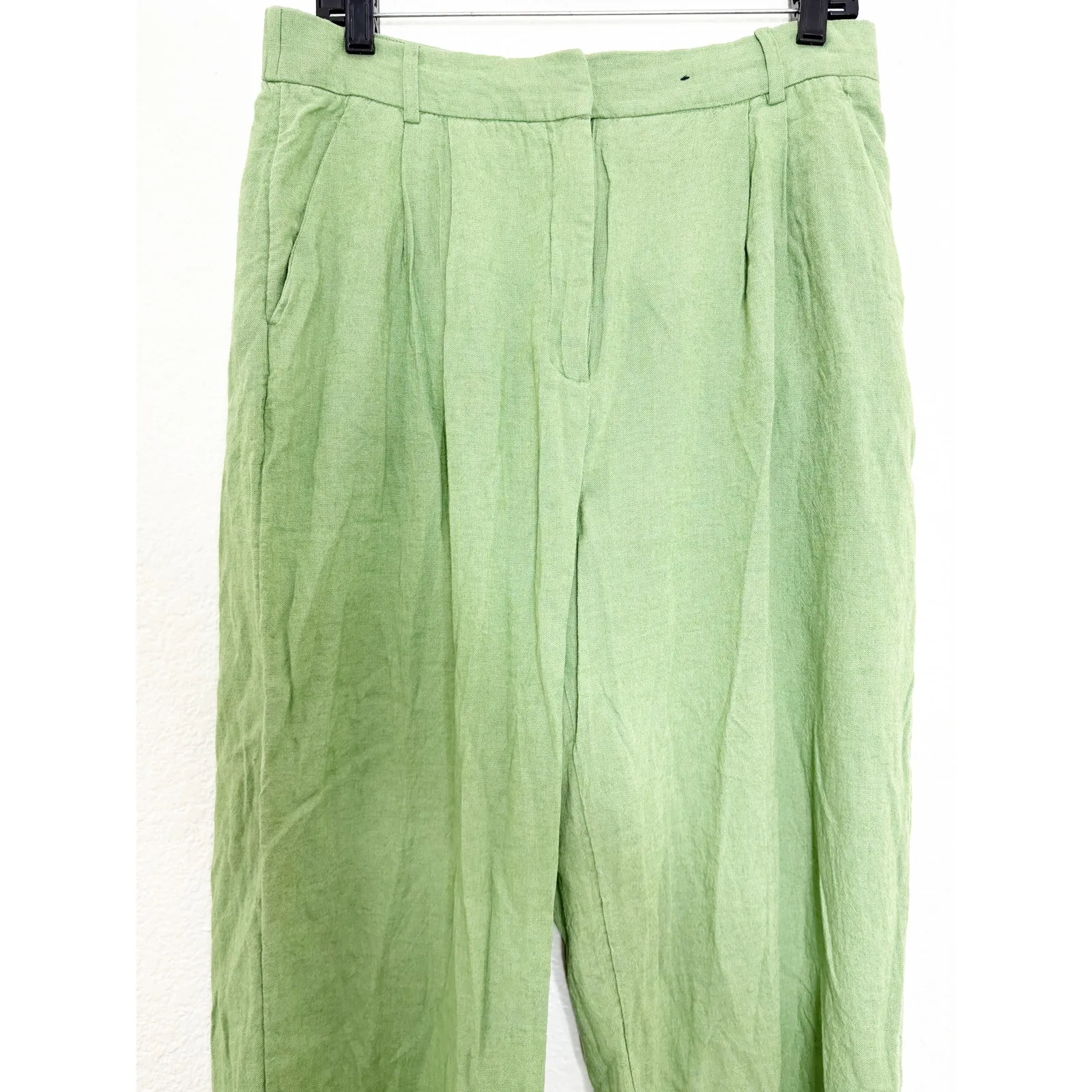 Abercrombie & Fitch Sloane Co-ord Linen Blend Wide Leg Trouser Size 12/31 Green - Image 9