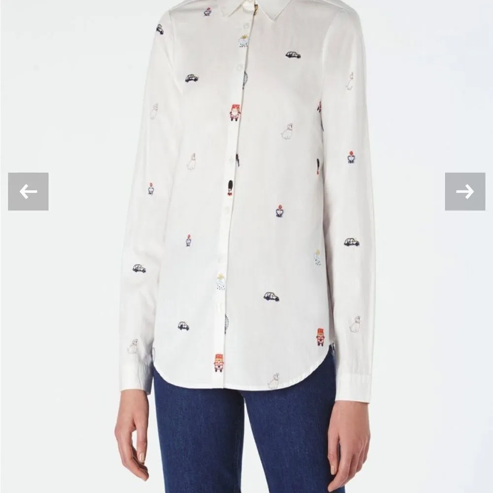 Cath kidston london white button down embroidered blouse 8 White - Image 4