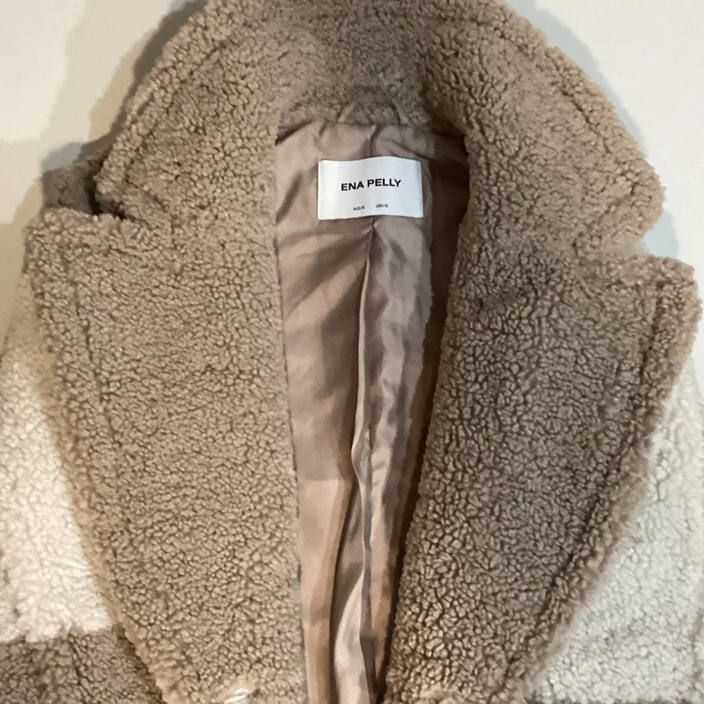 Ena Pelly Amber oversized teddy coat Tan Size 2 - Image 2