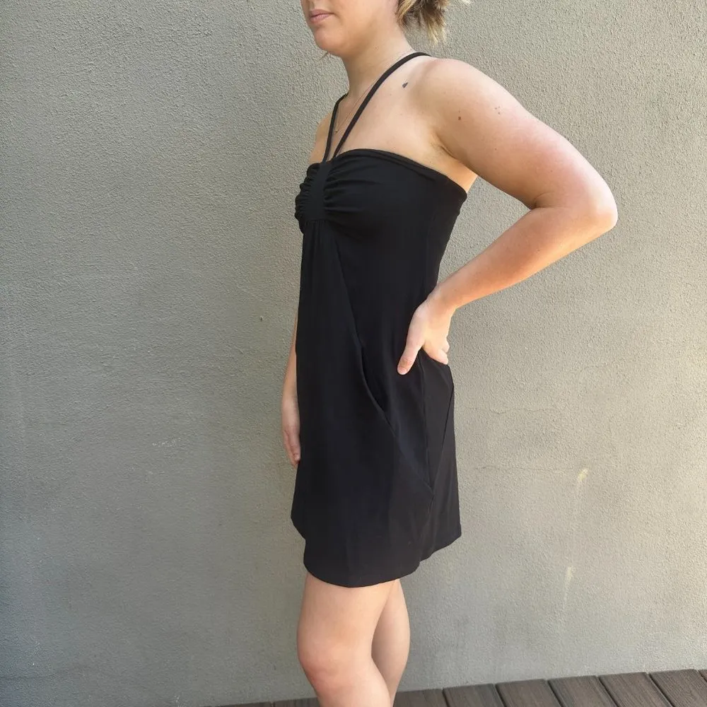 NWT SUSANA MONACO Black Knit Strappy Mini Dress w POCKETS! - size Medium - Image 6