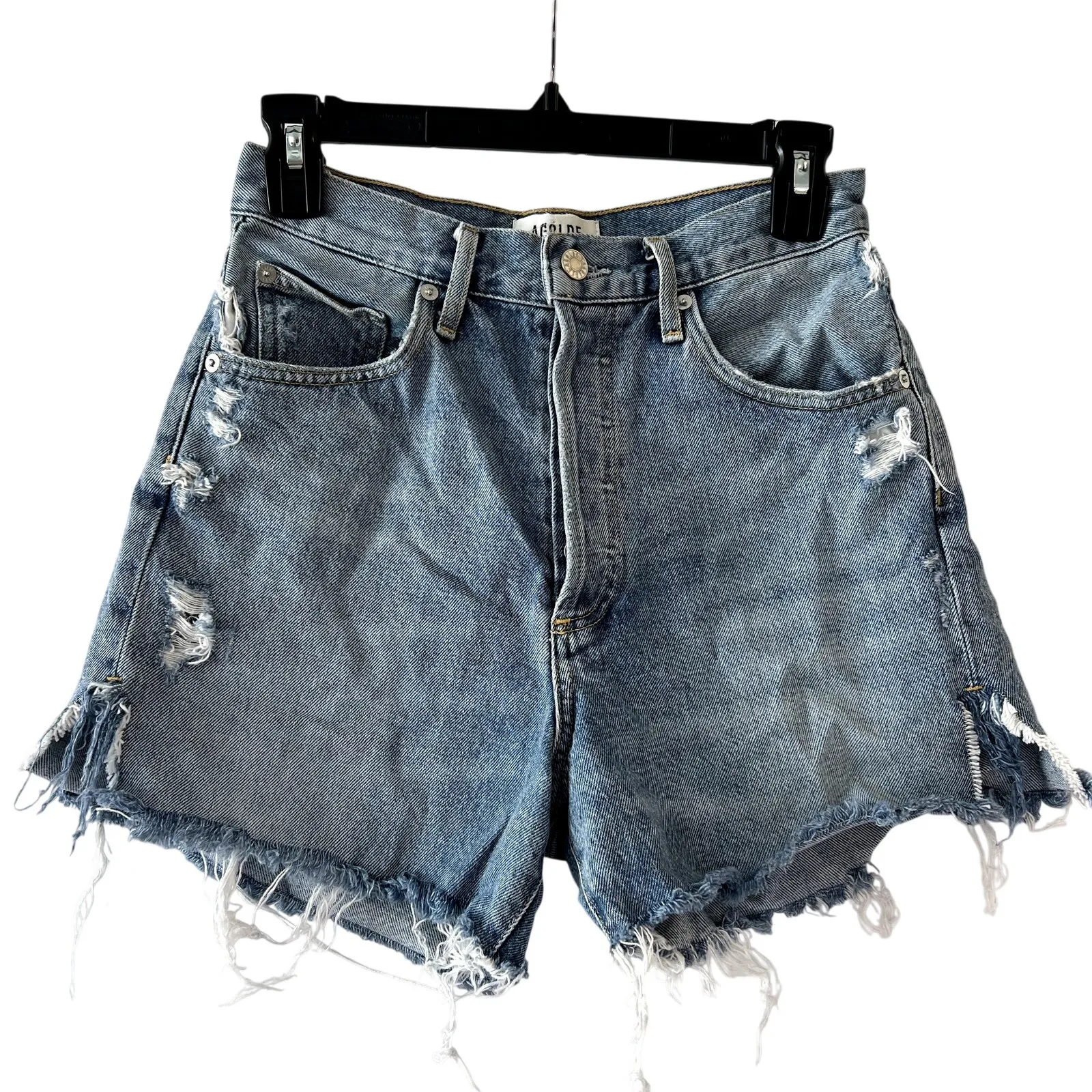 Agolde Dee Vintage High Rise Blue Denim Shorts size 25 100% organic cotton - Image 3