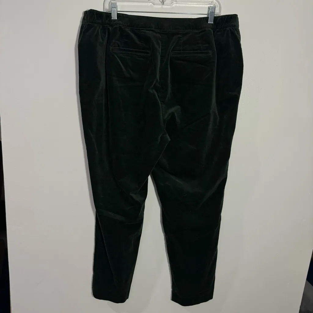 J. Jill Forest Green‎ Soft Velvet Straight Leg Pocket Side Zip Pants Size 18 Green - Image 6