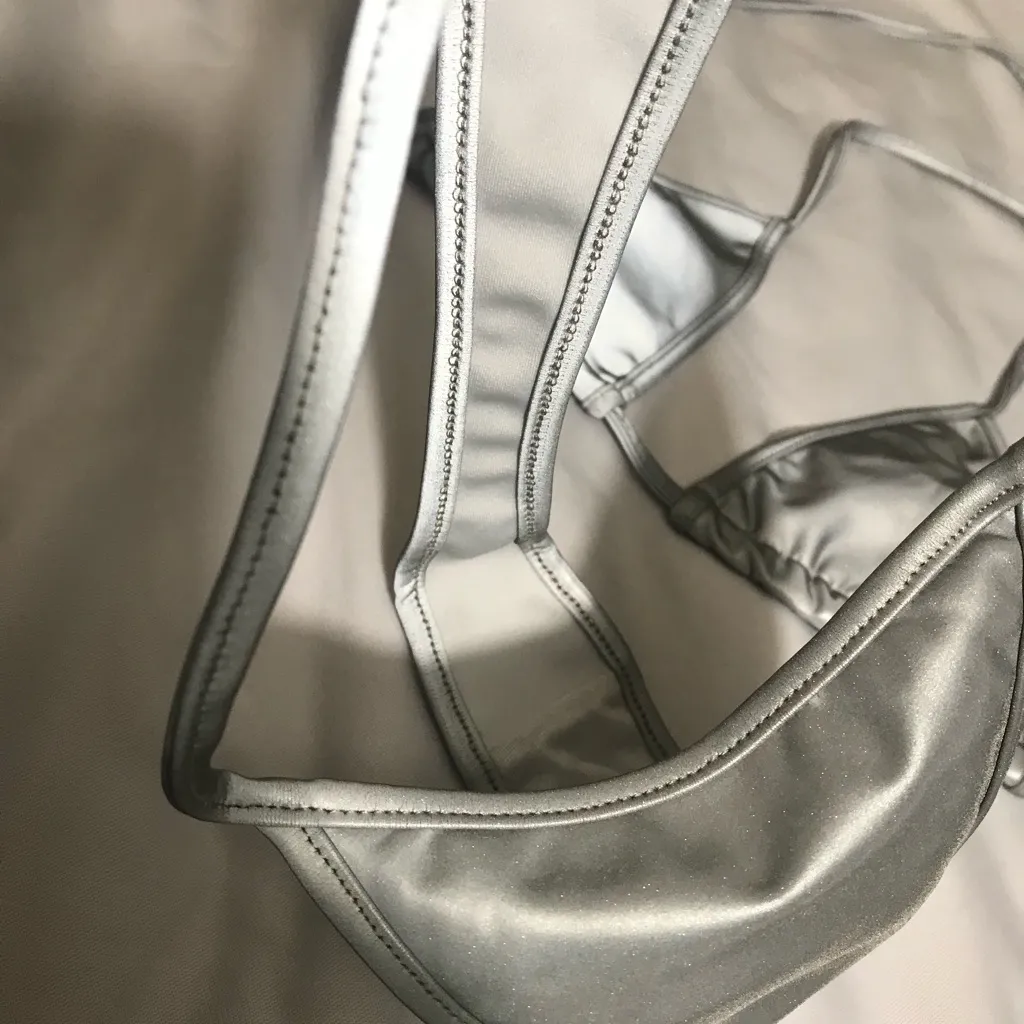 Bikini women’s silver Bikini S Small beach pool party sexy Gray - Image 3