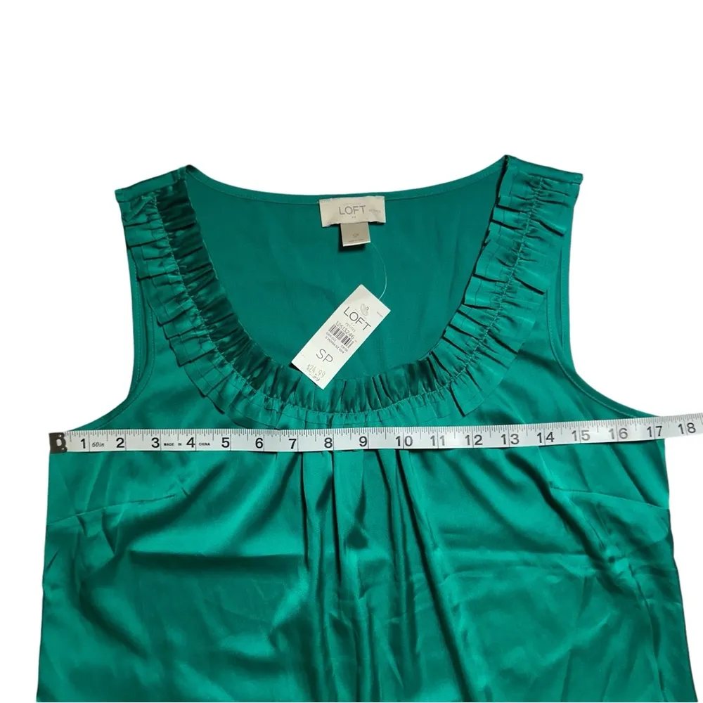 NEW Loft Emerald Jewel Tone Green Sleevless Silky Tank Top Small Small Petite - Image 3