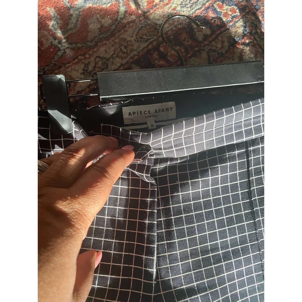 Apiece Apart Black White Checkered Print Ankle Trouser Pants Size 10 - Image 4