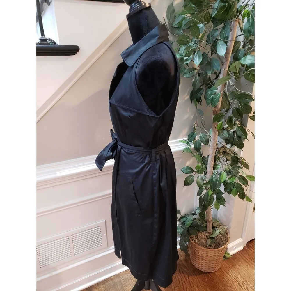 Ann Taylor Jacket Dress Womens 12 Black Stretch Tie Waist Sleeveless Notch Lapel - Image 12