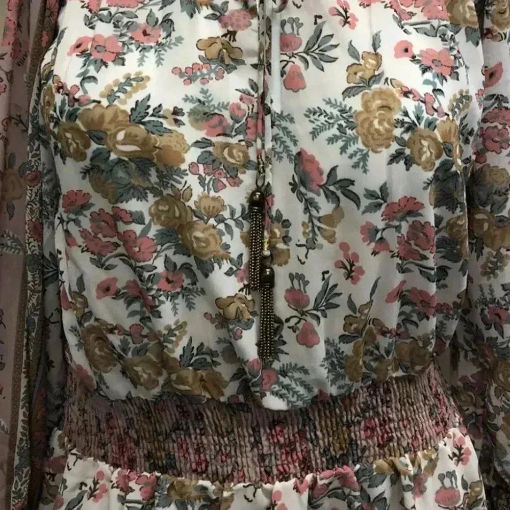 Anthropologie LOVE THE LABEL Boho Floral Tippy Border Dress Euphoria Size L NWT - Image 8